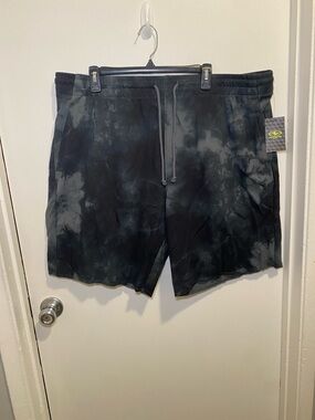 Athletic Works Black & Gray Tie-Dye Athletic Shorts